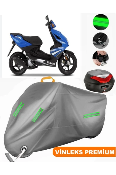 MotoEN  Vinleks Gri Yamaha  Aerox 100 Arka Çanta Uyumlu Motosiklet Brandası (Kilit Uyumlu)