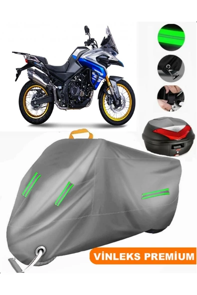 MotoEN  Vinleks Gri Voge 525 DSX Arka Çanta Uyumlu Motosiklet Brandası (Kilit Uyumlu)