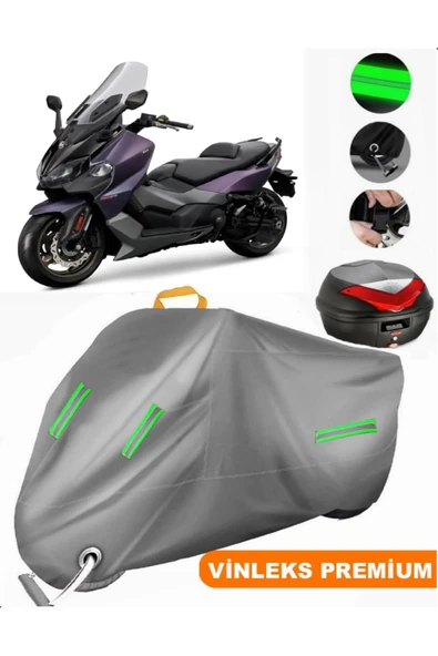MotoEN  Vinleks Gri Sym Maxsym TL 508 Arka Çanta Uyumlu Motosiklet Brandası (Kilit Uyumlu)