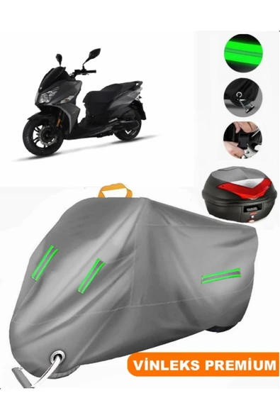 MotoEN  Vinleks Gri Sym Jet 14 200i Arka Çanta Uyumlu Motosiklet Brandası (Kilit Uyumlu) ürün görseli