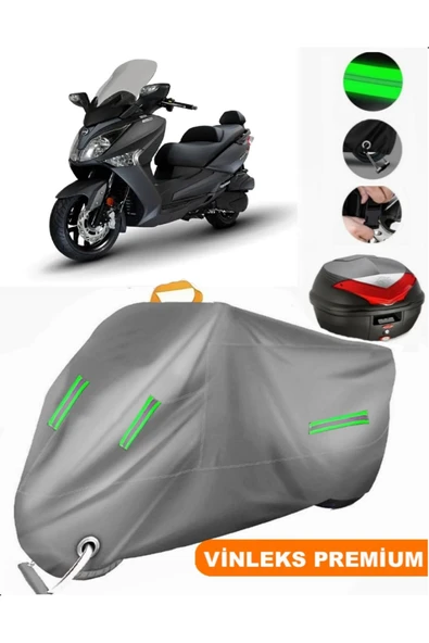 MotoEN  Vinleks Gri Sym Joymax 250i Arka Çanta Uyumlu Motosiklet Brandası (Kilit Uyumlu)