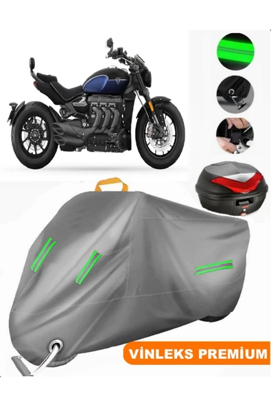 MotoEN  Vinleks Gri Triumph Rocket 3 GT Arka Çanta Uyumlu Motosiklet Brandası (Kilit Uyumlu) ürün görseli