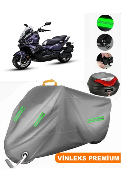 MotoEN  Vinleks Gri Sym ADX 125 Arka Çanta Uyumlu Motosiklet Brandası (Kilit Uyumlu) ürün görseli