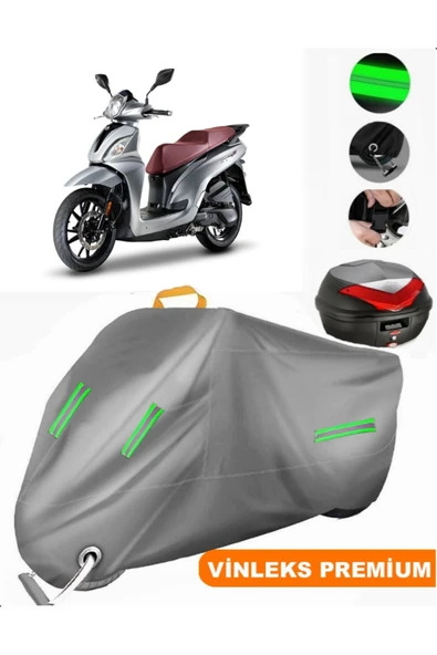 MotoEN  Vinleks Gri Sym Symphony Arka Çanta Uyumlu Motosiklet Brandası (Kilit Uyumlu) ürün görseli 1