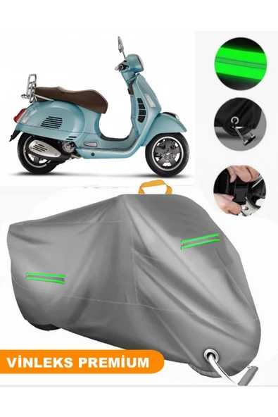MotoEN  Vinleks Gri Vespa GTS 125 ABS Uyumlu Motosiklet Brandası Lüx Kalite (Kilit Uyumlu) ürün görseli