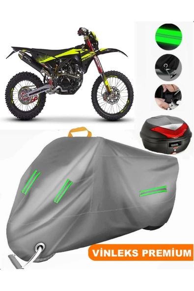 MotoEN  Vinleks Gri XEF 250 Enduro Trail 4T Arka Çanta Uyumlu Motosiklet Brandası (Kilit Uyumlu)