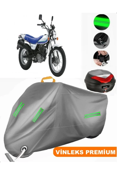 MotoEN  Vinleks Gri Suzuki VanVan 125 Arka Çanta Uyumlu Motosiklet Brandası (Kilit Uyumlu)