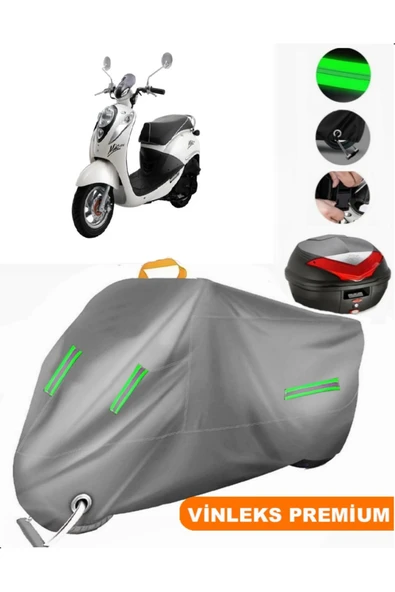 MotoEN  Vinleks Gri Sym Mio 100 Arka Çanta Uyumlu Motosiklet Brandası (Kilit Uyumlu) ürün görseli