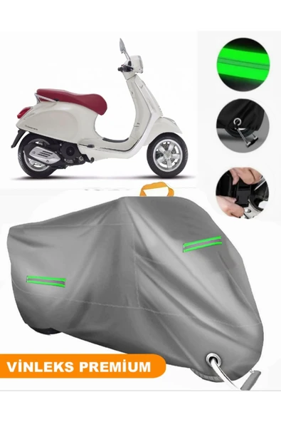 MotoEN  Vinleks Gri Vespa Primavera 150 Uyumlu Motosiklet Brandası Lüx Kalite (Kilit Uyumlu) ürün görseli