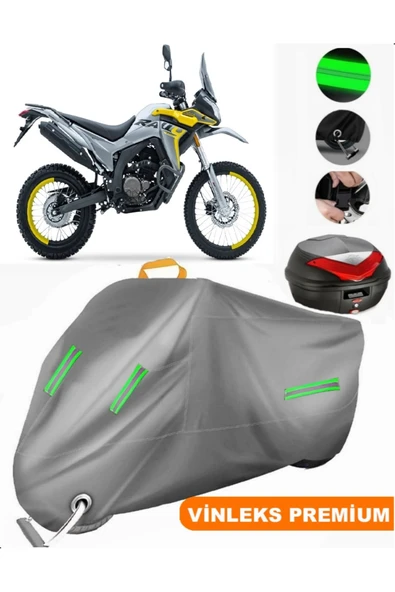 MotoEN  Vinleks Gri Voge 300 GY Arka Çanta Uyumlu Motosiklet Brandası (Kilit Uyumlu)