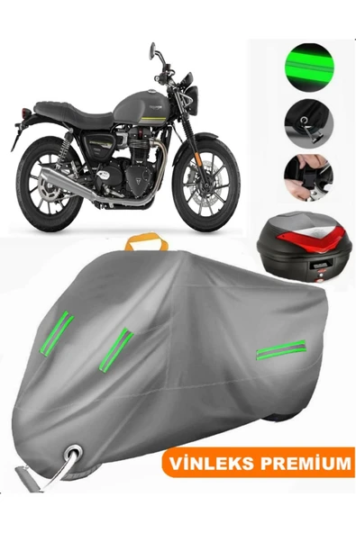 MotoEN  Vinleks Gri Triumph Speed Twin Arka Çanta Uyumlu Motosiklet Brandası (Kilit Uyumlu) ürün görseli