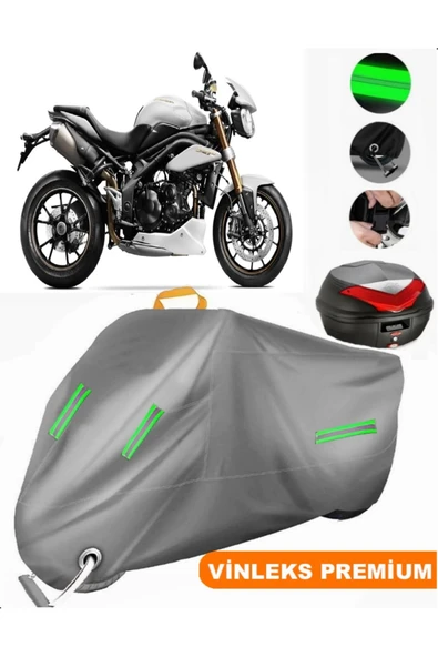 MotoEN  Vinleks Gri Triumph Speed Triple Arka Çanta Uyumlu Motosiklet Brandası (Kilit Uyumlu) ürün görseli 1
