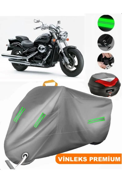 MotoEN  Vinleks Gri Suzuki VZ 800 Intruder M800 Arka Çanta Uyumlu Motosiklet Brandası (Kilit Uyumlu) ürün görseli