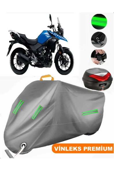 MotoEN  Vinleks Gri Suzuki V-Strom 250 Arka Çanta Uyumlu Motosiklet Brandası (Kilit Uyumlu) ürün görseli