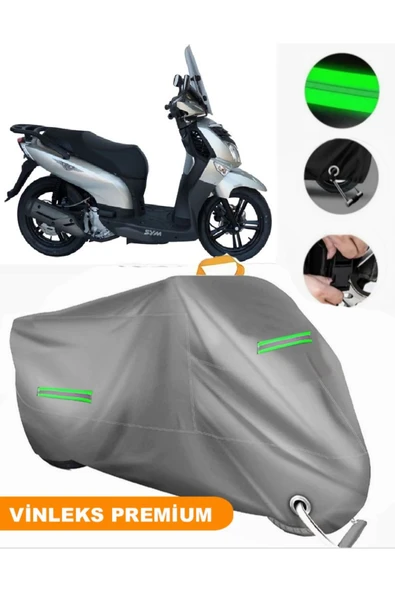 MotoEN  Vinleks Gri Sym HD2 200i Uyumlu Motosiklet Brandası Lüx Kalite (Kilit Uyumlu)