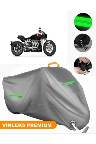 MotoEN  Vinleks Gri Triumph Rocket Uyumlu Motosiklet Brandası Lüx Kalite (Kilit Uyumlu) ürün görseli