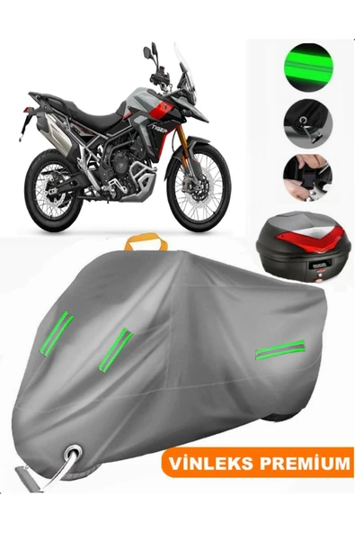 MotoEN  Vinleks Gri Triumph Tiger 900 Rally Pro Arka Çanta Uyumlu Motosiklet Brandası (Kilit Uyumlu)