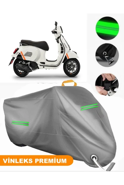 MotoEN  Vinleks Gri Vespa GTS 300 Super Uyumlu Motosiklet Brandası Lüx Kalite (Kilit Uyumlu) ürün görseli