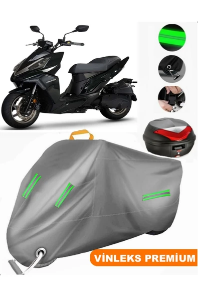 MotoEN  Vinleks Gri Sym DRG 160 Arka Çanta Uyumlu Motosiklet Brandası (Kilit Uyumlu) ürün görseli