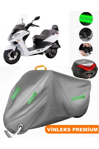 MotoEN  Vinleks Gri Sym Joyride Evo 200i Arka Çanta Uyumlu Motosiklet Brandası (Kilit Uyumlu)
