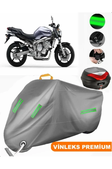 MotoEN  Vinleks Gri Yamaha  FZ6 Fazer ABS Arka Çanta Uyumlu Motosiklet Brandası (Kilit Uyumlu)