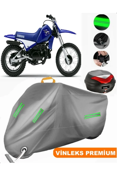 MotoEN  Vinleks Gri Yamaha  PW 80 Arka Çanta Uyumlu Motosiklet Brandası (Kilit Uyumlu) ürün görseli