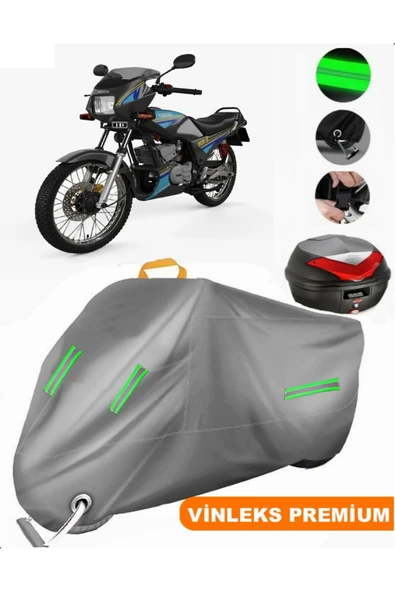 MotoEN  Vinleks Gri Yamaha  RX-Z Arka Çanta Uyumlu Motosiklet Brandası (Kilit Uyumlu) ürün görseli 1