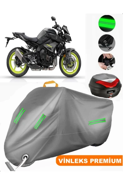 MotoEN  Vinleks Gri Yamaha  MT-10 Arka Çanta Uyumlu Motosiklet Brandası (Kilit Uyumlu)