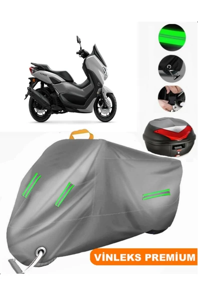 MotoEN  Vinleks Gri Yamaha  NMax 155 Arka Çanta Uyumlu Motosiklet Brandası (Kilit Uyumlu) ürün görseli