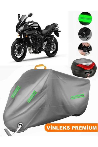 MotoEN  Vinleks Gri Yamaha  FZ6 Arka Çanta Uyumlu Motosiklet Brandası (Kilit Uyumlu)