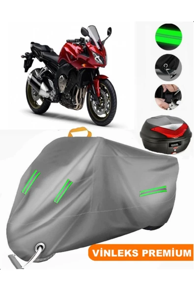 MotoEN  Vinleks Gri Yamaha  FZ1 Fazer Arka Çanta Uyumlu Motosiklet Brandası (Kilit Uyumlu)