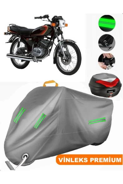 MotoEN  Vinleks Gri Yamaha  RX 115 Arka Çanta Uyumlu Motosiklet Brandası (Kilit Uyumlu) ürün görseli