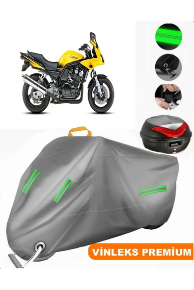 MotoEN  Vinleks Gri Yamaha  FZS600 Arka Çanta Uyumlu Motosiklet Brandası (Kilit Uyumlu)