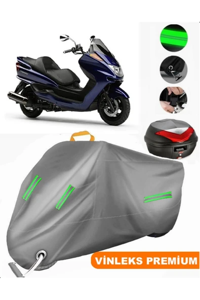 MotoEN  Vinleks Gri Yamaha  Majesty 250 Arka Çanta Uyumlu Motosiklet Brandası (Kilit Uyumlu)
