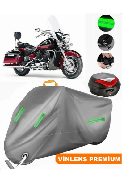 MotoEN  Vinleks Gri Yamaha  Royal Star XVZ 1300 Arka Çanta Uyumlu Motosiklet Brandası (Kilit Uyumlu) ürün görseli
