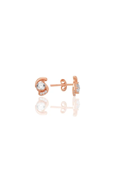 Gümüş rose zirkon taşlı göz modeli küpe SGTL12777ROSE