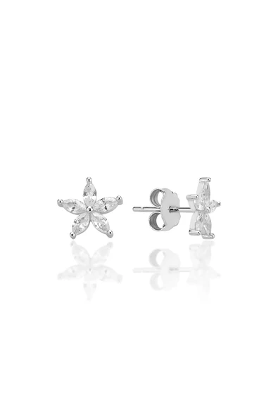 Gümüş rodyumlu markiz kesim zirkon taşlı lotus küpe SGTL12796RODAJ