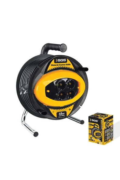 Sgs Makaralı Elektrik Uzatma Kablosu 3x2.5  40 Metre Metal Ayaklı 4'lü Priz ürün görseli