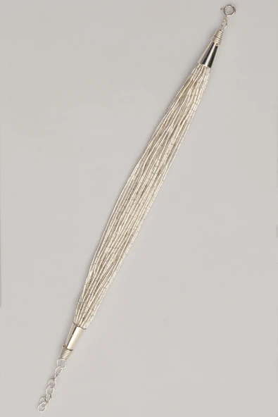 Gümüş özel tasarımlı modern görünümlü 25 sıra likit bileklik SGTL12804GUMUS - Resim 4