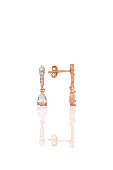 Gümüş rose sıra taşlı sallantılı damla küpe SGTL12773ROSE ürün görseli
