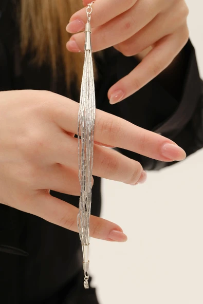 Gümüş özel tasarımlı modern görünümlü 10 sıra likit bileklik SGTL12805GUMUS ürün görseli