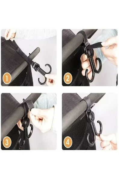 DDTREND 2 Kancalı Cırtlı Askı 2 SET Döner Başlıklı Poşet Çanta Askısı - 6
