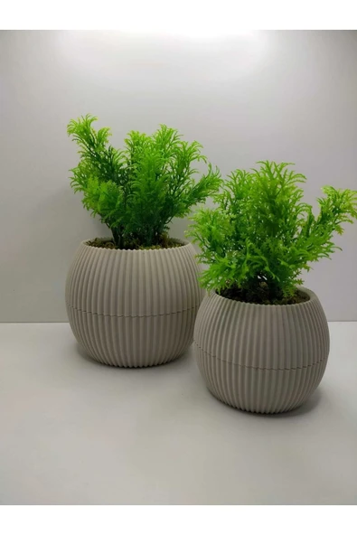 DDTREND 2 Li Saksıda Çim Yeşili Yapay Bitki Garnitür Taş Yosunlu Dekoratif Banyo Mutfak Masa Çiçeği - 2