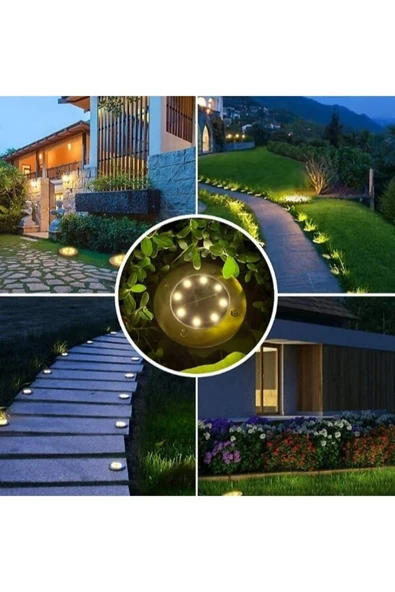 DDPEST Solar Güneş Enerjili 8 Ledli Çim Zemin Saplama Kazıklı Solar Bahçe Aydınlatma Çim Armatürü-ls