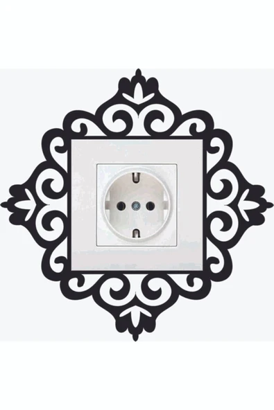DDPEST Dekoratif Priz Kenarı Süsü Ahşap Sticker Siyah Tekli Burgulu Model-ls