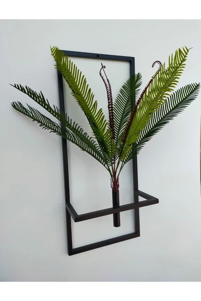 DDTREND Dekoratif Metal Çiçeklik Ve Yapay Palmiye Areka Duvar Aksesuarı Dekoratif Salon Balkon Yapay Çiçek
