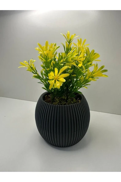 DDTREND Mini Saksıda Afrika Zambağı Yapay Bitki Gerçek Taş Yosunlu 18 Cm Dekoratif Banyo Mutfak Masa Çiçeği