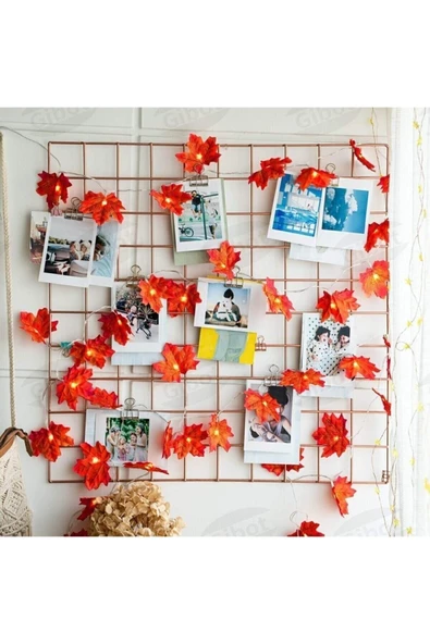 DDPEST Dekoratif Sonbahar Yapraklı Yapay Sarmaşık Ve 3 Metre Peri Led Gün Işığı Renk-ls - 3