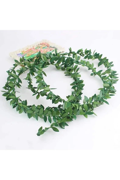 DDTREND 7 Metre Telli Taç Sarmaşık Minik Yaprak (1 Cm ) Şerit Yapay Çiçek Doğalgaz Borusu Süsü - 3