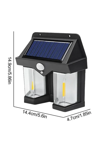 DDTREND Çiftli Solar Güneş Enerjili Şarjlı Aplik Lamba Hareket Sensörlü Çift Ampul Solar Aydınlatma - 3